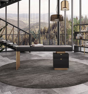 Trahan - Modern Grey Elm & Gold Office Desk