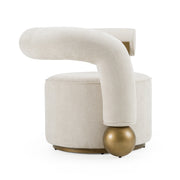 Tranquil - Contemporary Beige Fabric + Antique Brass Accent Chair — view 2