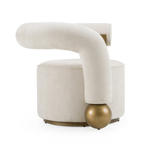 Tranquil - Contemporary Beige Fabric + Antique Brass Accent Chair — view 2