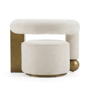 Tranquil - Contemporary Beige Fabric + Antique Brass Accent Chair — view 3