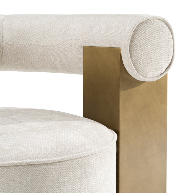 Tranquil - Contemporary Beige Fabric + Antique Brass Accent Chair — view 4