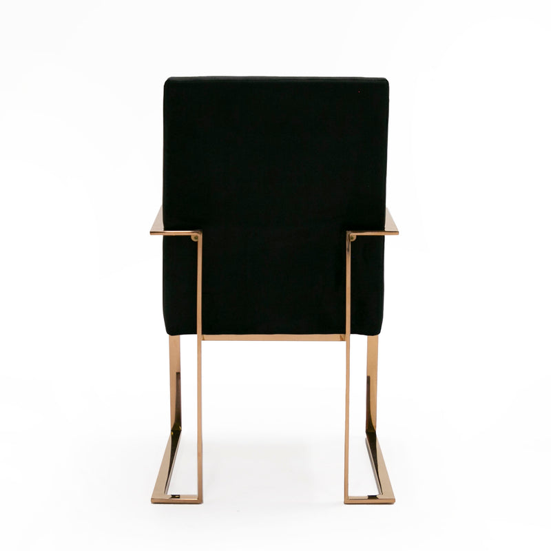 Trea - Modern Black Velvet & Rosegold Dining Chair