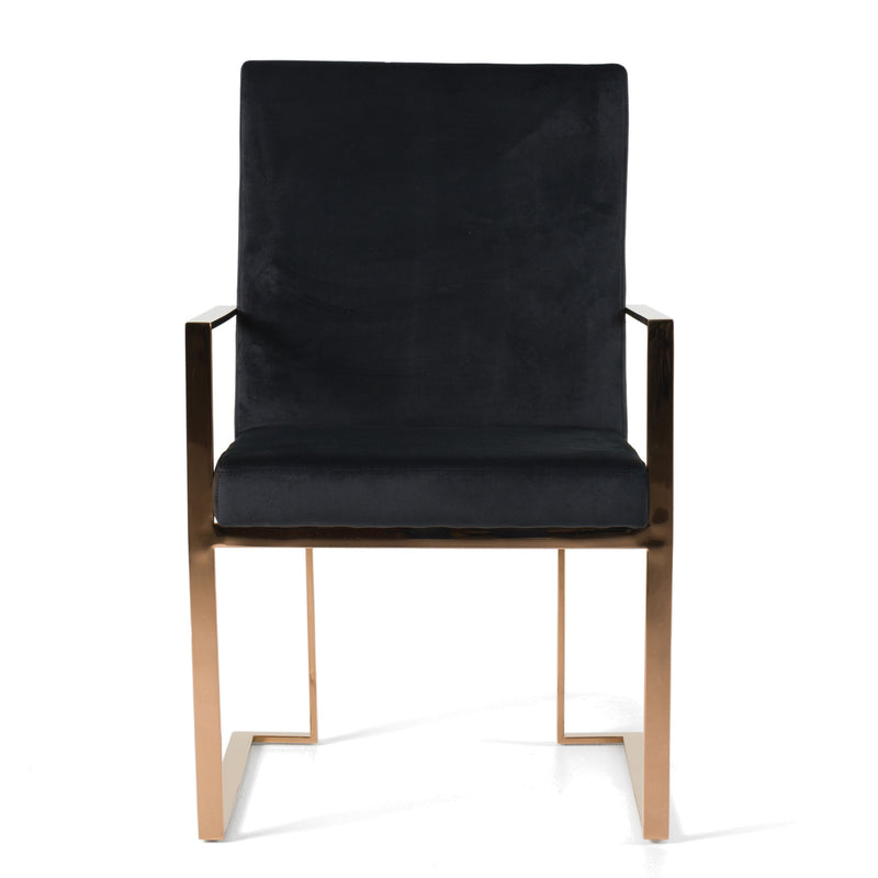 Trea - Modern Black Velvet & Rosegold Dining Chair — view 4