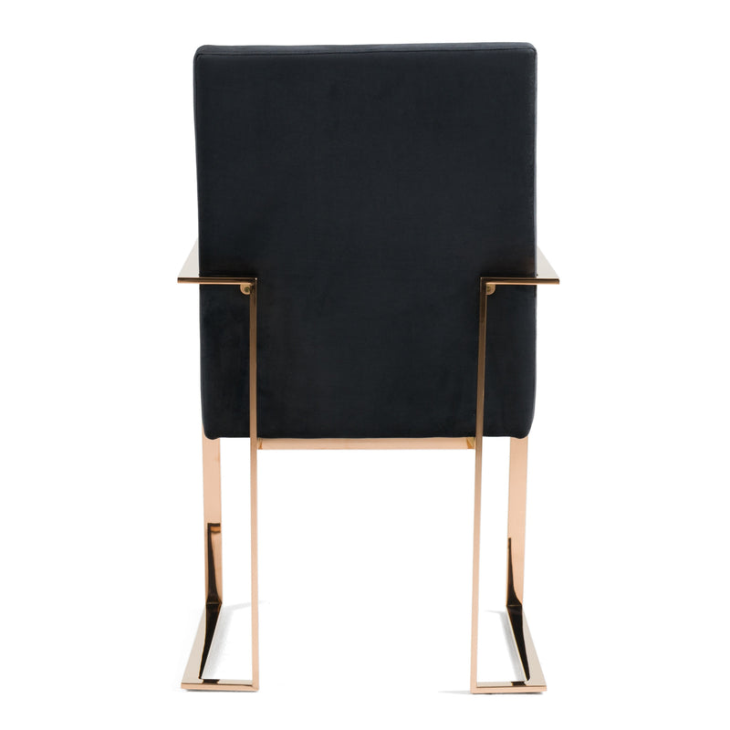 Trea - Modern Black Velvet & Rosegold Dining Chair — view 5
