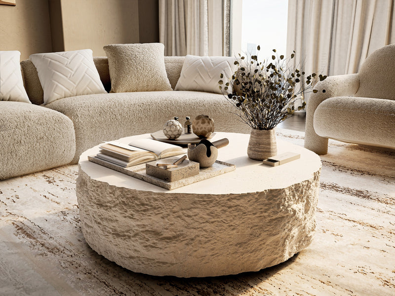 Quarry - Modern Off-White Round Coffee Table — view 5