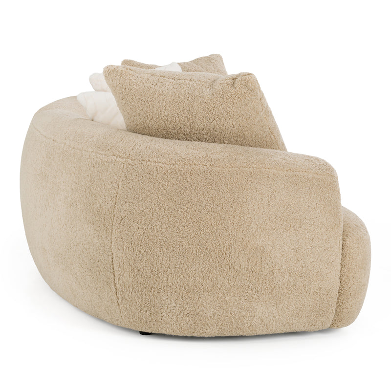 Trevor - Modern Tan Fabric Curved Mini Sectional Sofa — view 2