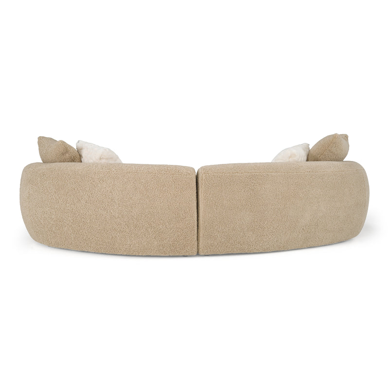 Trevor - Modern Tan Fabric Curved Mini Sectional Sofa — view 3