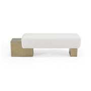 Triumph - Contemporary Off-White Fabric + Antique Brass Bench — view 2