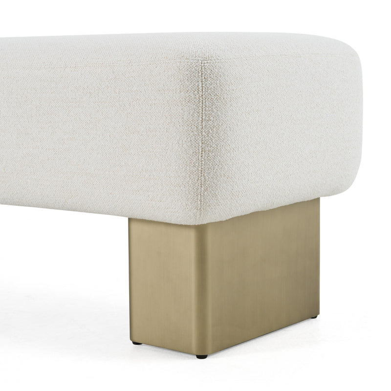 Triumph - Contemporary Off-White Fabric + Antique Brass Bench — view 3