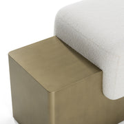 Triumph - Contemporary Off-White Fabric + Antique Brass Bench — view 4