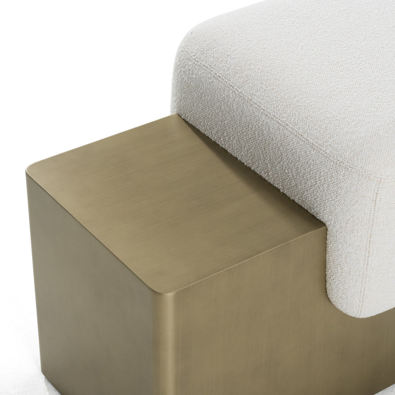Triumph - Contemporary Off-White Fabric + Antique Brass Bench — view 4