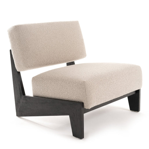 Tucker - Mid-Century Modern Light Grey Fabric + Black Walnut Accent Chair — view 2