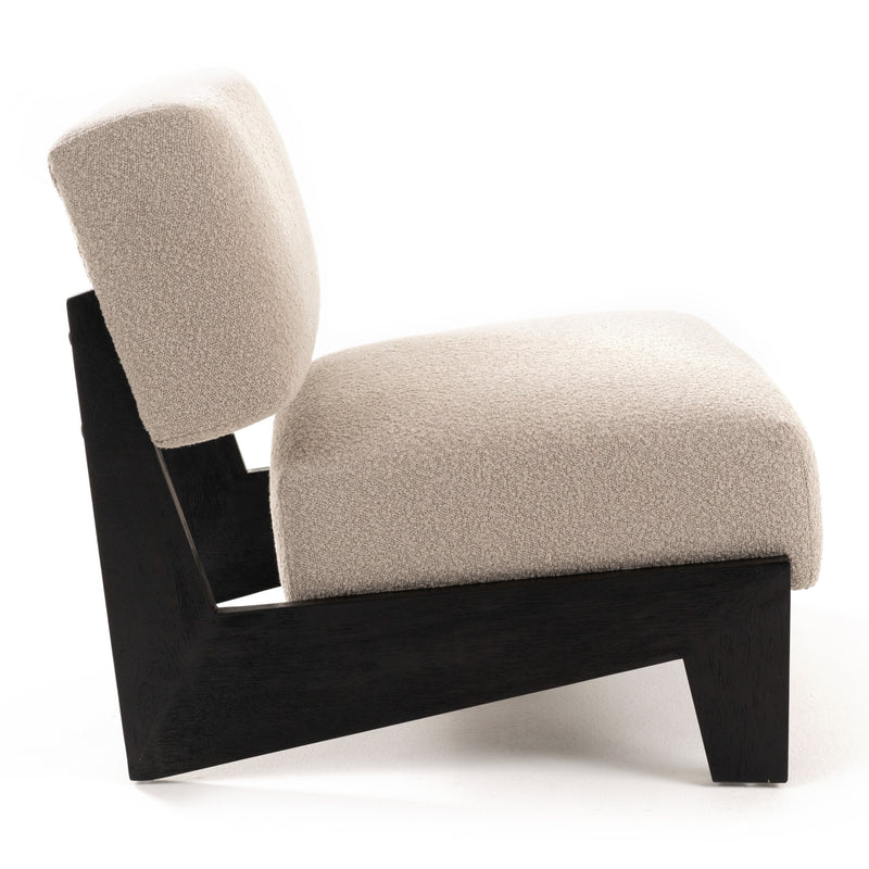 Tucker - Mid-Century Modern Light Grey Fabric + Black Walnut Accent Chair — view 3