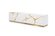 Aspen Modern White & Gold TV Stand