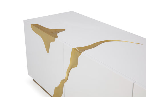 Aspen Modern White & Gold TV Stand — view 2