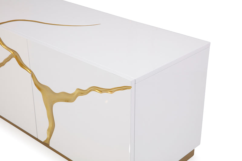 Aspen Modern White & Gold TV Stand — view 3
