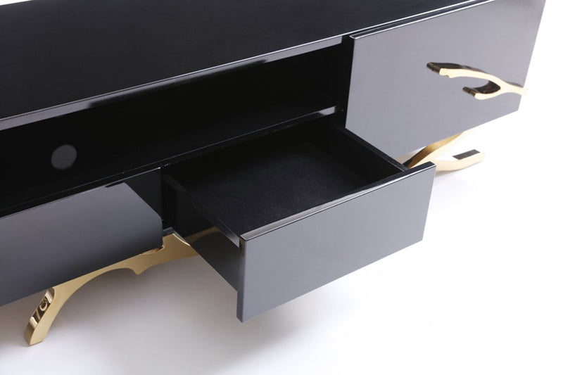 Legend Modern Black & Champagne Gold 87" TV Stand — view 3