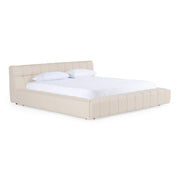 Tyree + Brooklyn - Modern Off-White Fabric + Walnut 4-Piece Bedroom Set — view 2