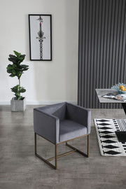 Marty - Modern Dark Grey & Copper Antique Brass Dining Chair