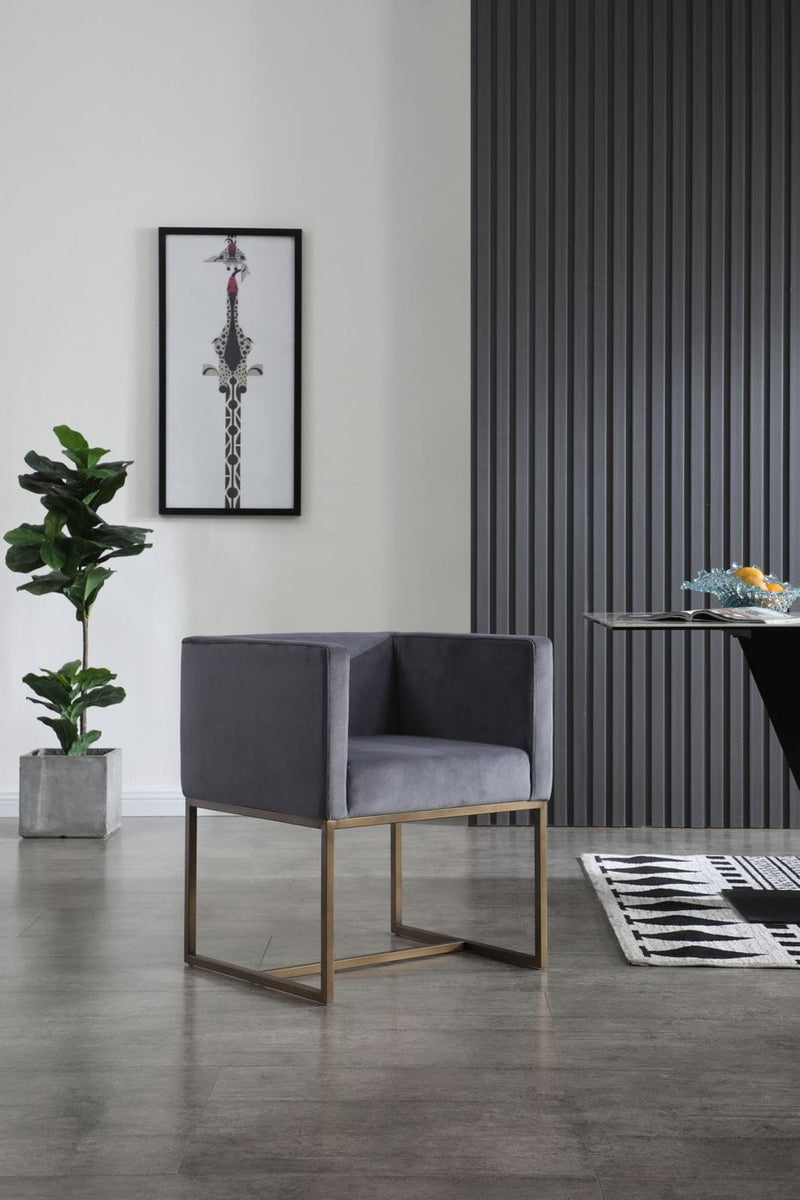 Marty - Modern Dark Grey & Copper Antique Brass Dining Chair — view 2