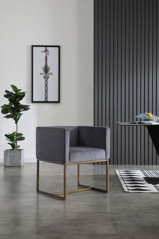 Marty - Modern Dark Grey & Copper Antique Brass Dining Chair — view 2