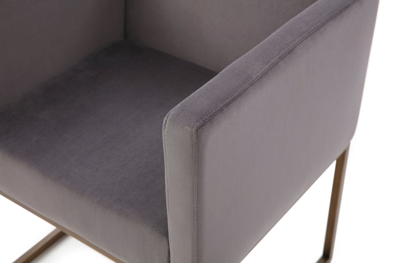Marty - Modern Dark Grey & Copper Antique Brass Dining Chair — view 3