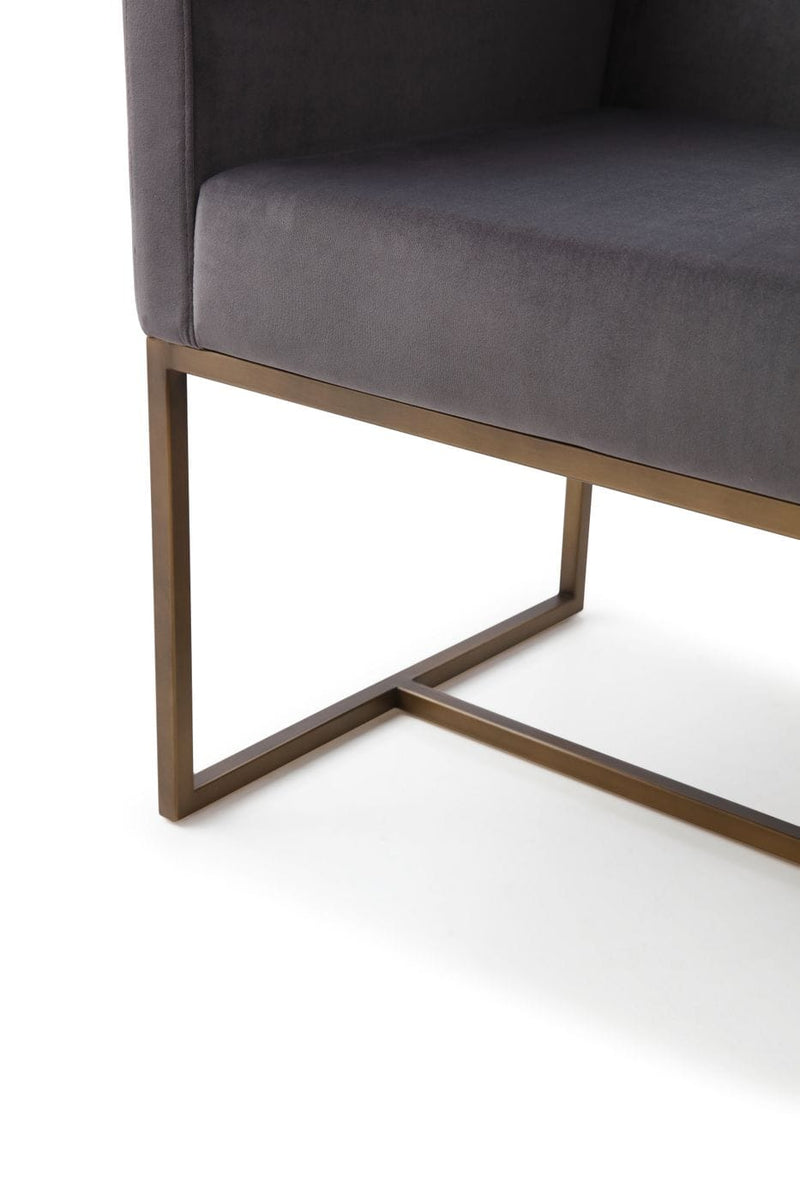 Marty - Modern Dark Grey & Copper Antique Brass Dining Chair — view 5