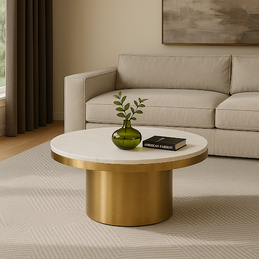 Rocky - Glam White & Gold Coffee Table — view 5