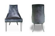Charlotte - Grey Velour & White High Gloss Dining Chair (Set of 2) — view 3