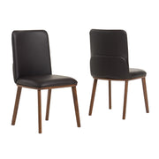 Utah - Modern Walnut and Brown Eco-Leather Dining Chair- Set of 2 — view 3