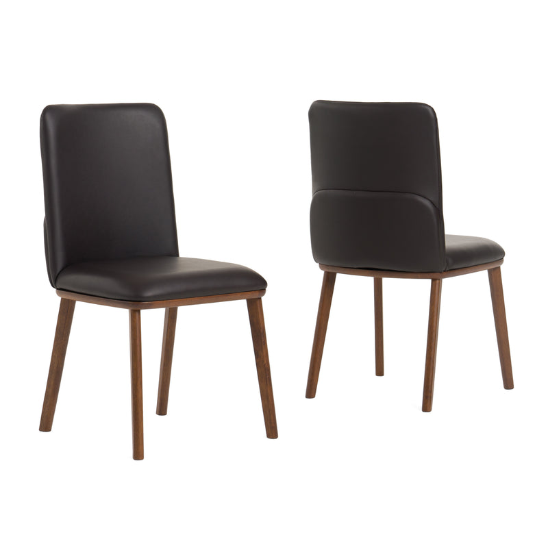 Utah - Modern Walnut and Brown Eco-Leather Dining Chair- Set of 2 — view 3