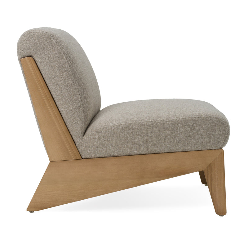 Vance - Modern Sand Fabric + Wood Accent Chair — view 2