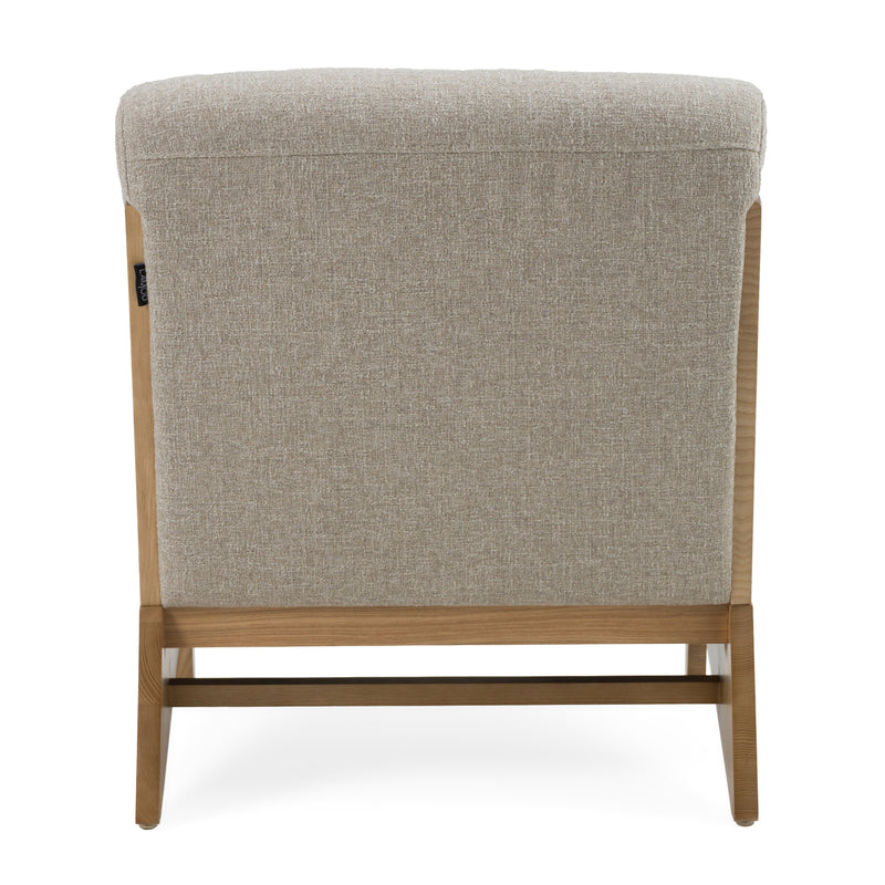 Vance - Modern Sand Fabric + Wood Accent Chair — view 3
