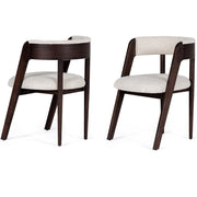 Vegas - Modern Cream Fabric + Walnut Oak Dining Chair (Set of 2) — view 3