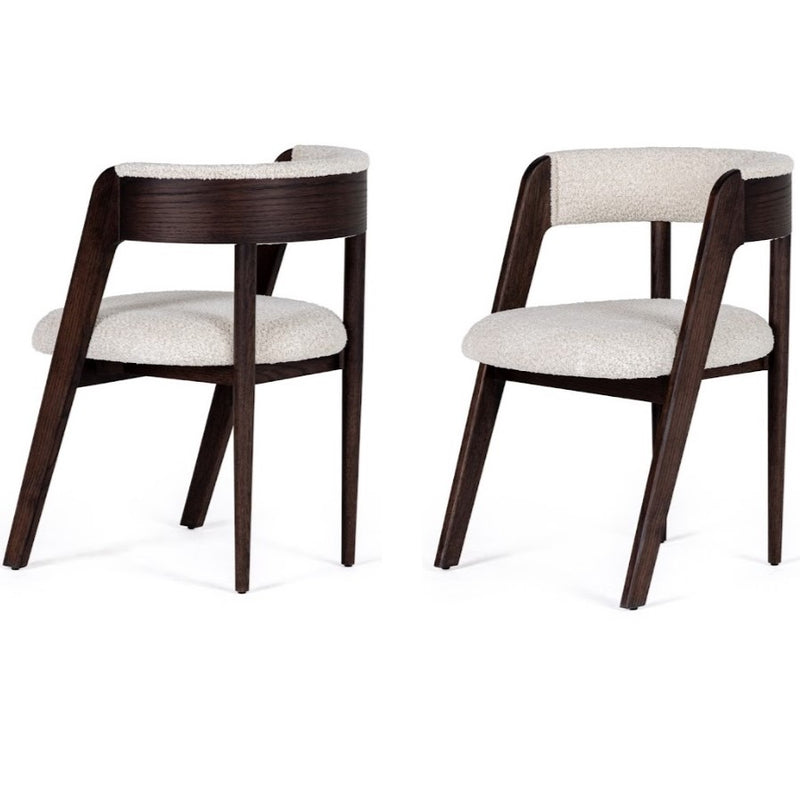 Vegas - Modern Cream Fabric + Walnut Oak Dining Chair (Set of 2) — view 3