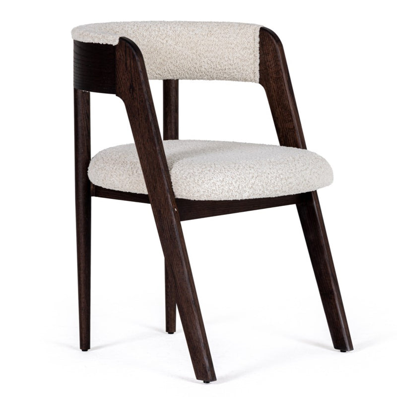 Vegas - Modern Cream Fabric + Walnut Oak Dining Chair (Set of 2) — view 2