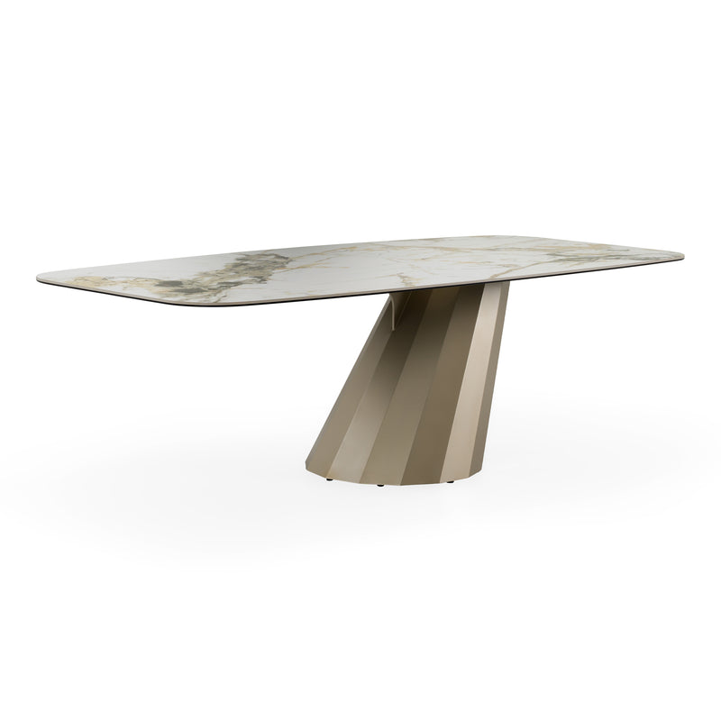 Vela - Modern Ceramic + Brass Dining Table — view 2