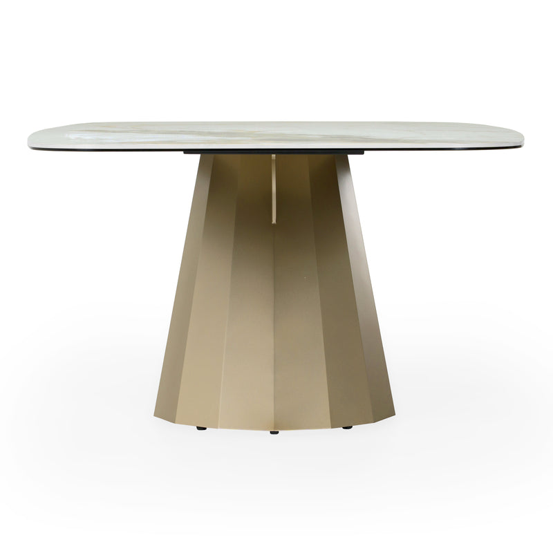 Vela - Modern Ceramic + Brass Dining Table — view 3
