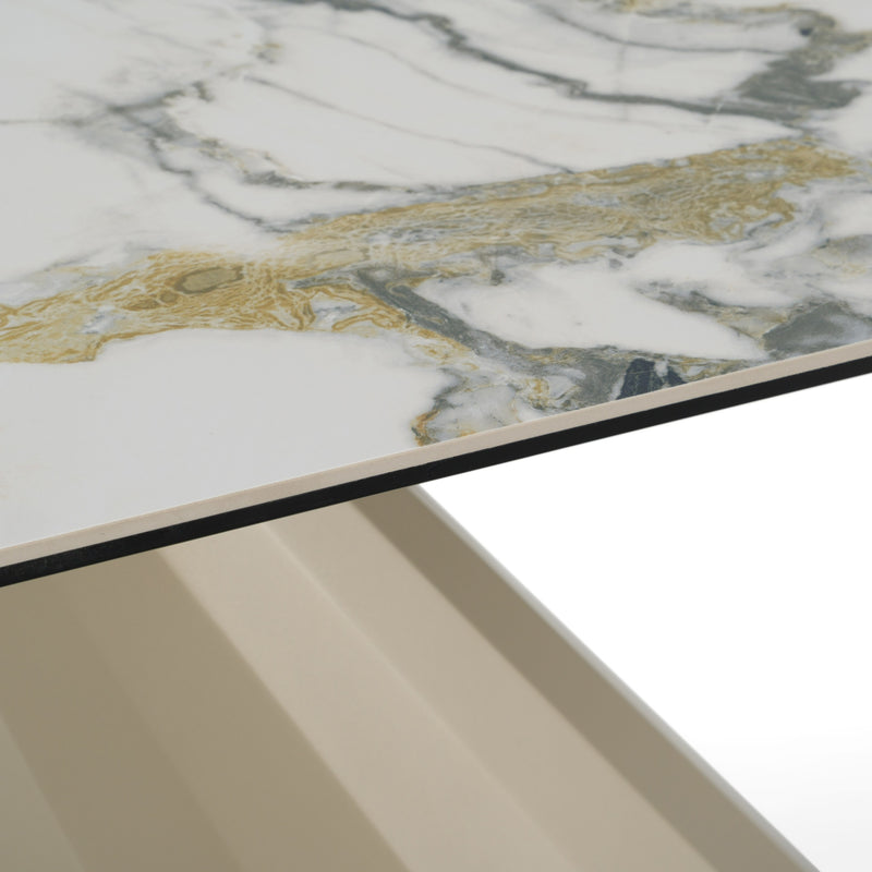 Vela - Modern Ceramic + Brass Console Table — view 5