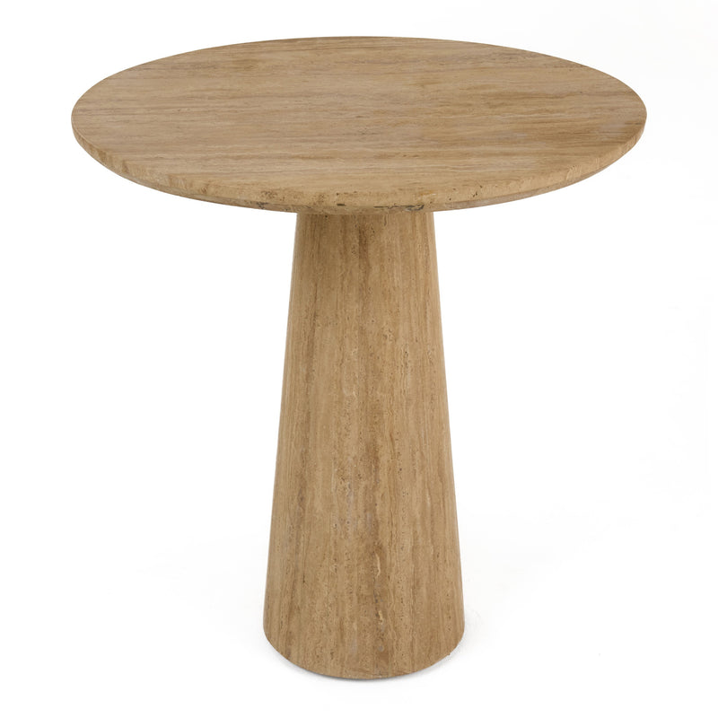 Velma - Modern Travertine Marble Round Dinette Table — view 4
