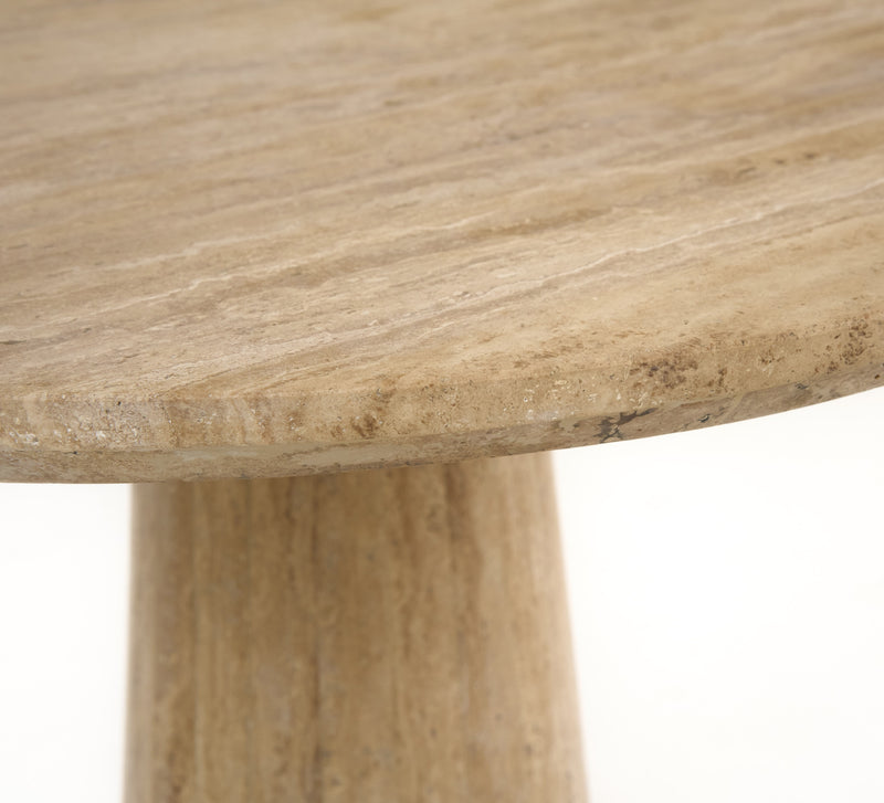 Velma - Modern Travertine Marble Round Dinette Table — view 2