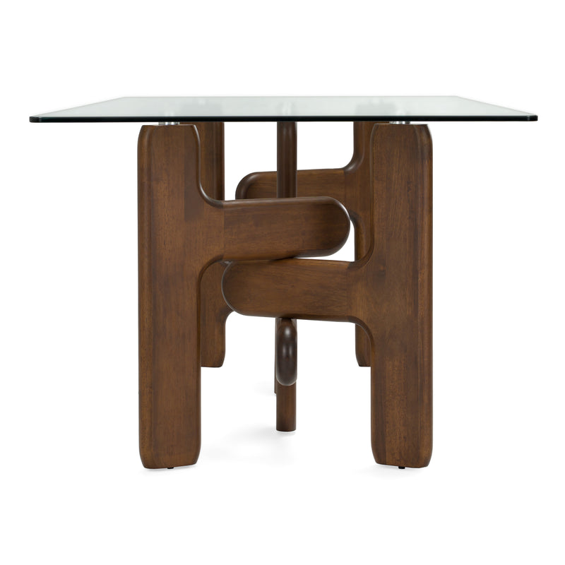 Velshi - Modern Glass + Walnut Rectangular Dining Table — view 2