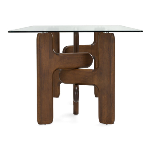 Velshi - Modern Glass + Walnut Rectangular Dining Table — view 2