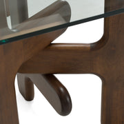Velshi - Modern Glass + Walnut Rectangular Dining Table — view 3
