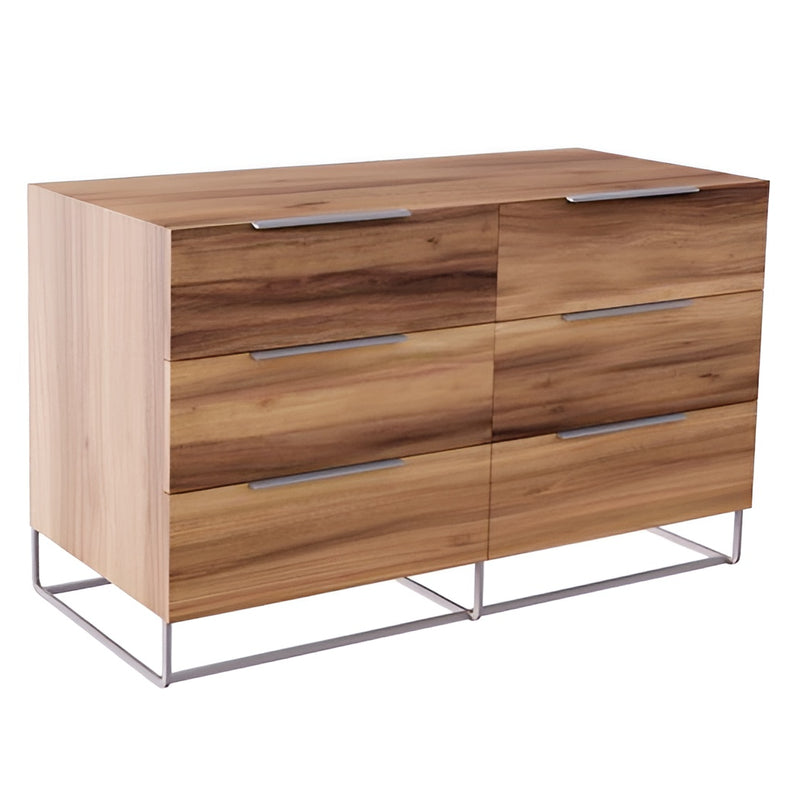 Bergeron + Lorenzo - Contemporary Cream Fabric + Light Oak 4-Piece Bedroom Set — view 3