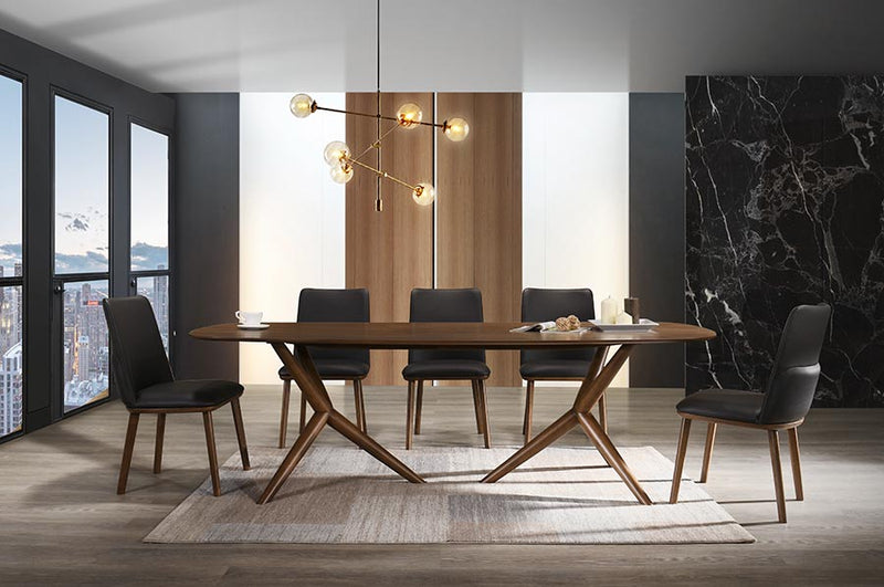 Utah - Modern Walnut and Brown Eco-Leather Dining Chair- Set of 2 — view 2