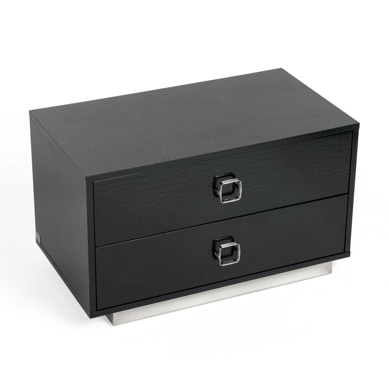 Victoria Modern Black Crocodile Nightstand — view 2