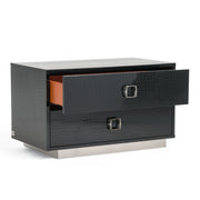 Victoria Modern Black Crocodile Nightstand — view 3