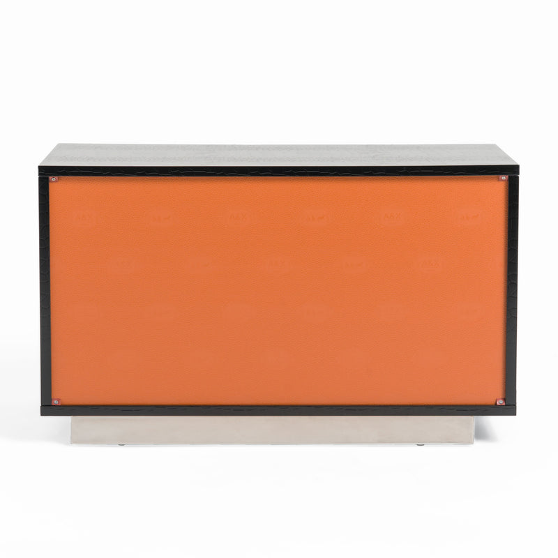 Victoria Modern Black Crocodile Nightstand — view 5