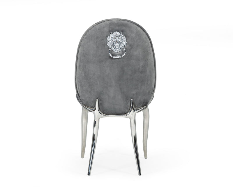 Vince - Glam Grey Velvet Dining Chair Set of 2 — view 4
